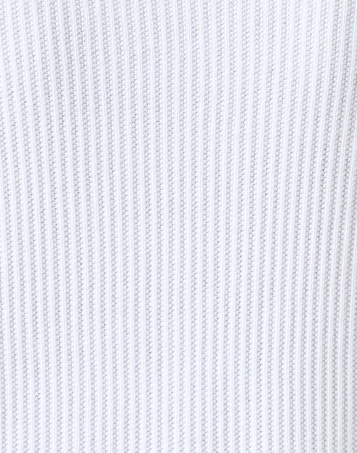 Classic White 100% Cotton Sweater with Button Shoulder Detailing and Navy Trim