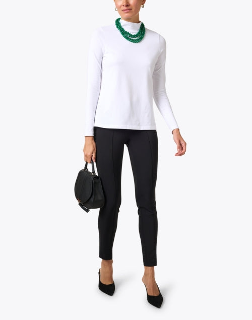 Elegant White Pima Cotton Long Sleeve Mock Neck Top