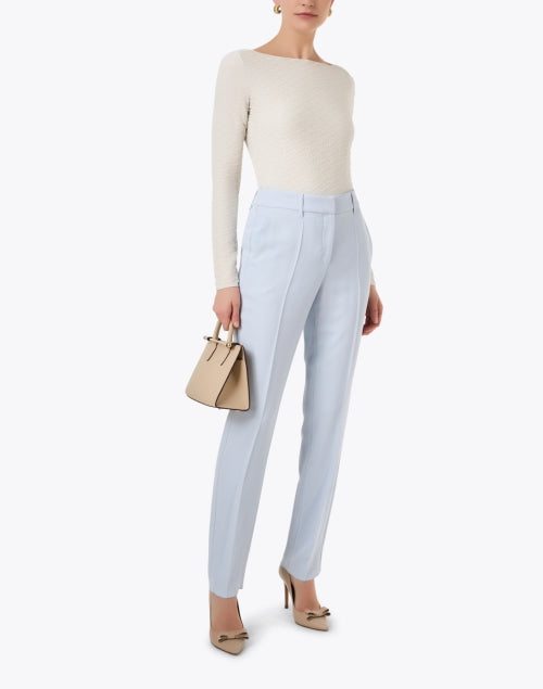 Emporio Armani Slim-Stretch White Textured Boat Neck Top