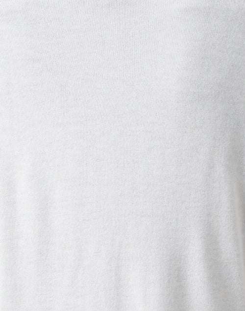 Luxurious White Wool-Cashmere Blend Cardigan with Contrast Trim and Patch Pockets