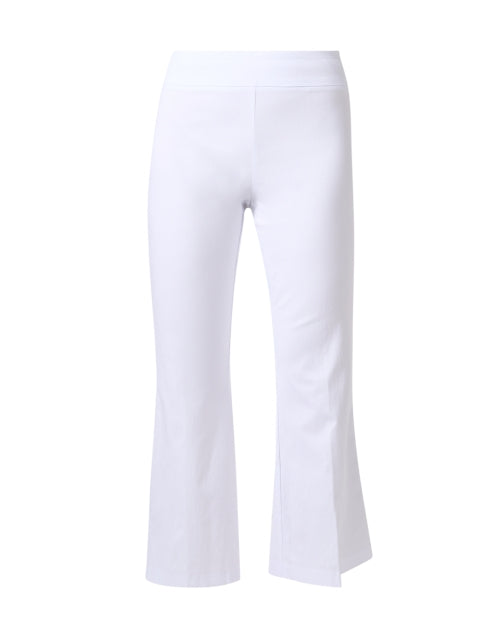 Stretchy Pull-On Flared White Crop Pants for All-Day Comfort