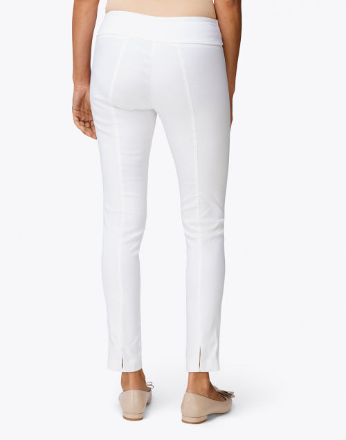 Elastic Waist White Stretchable Control Ankle Pants for Women