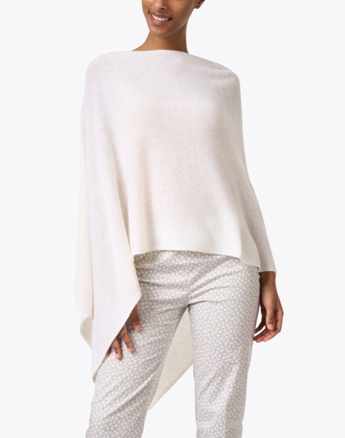 Lightweight White Cashmere Ruana Poncho for Cool Weather