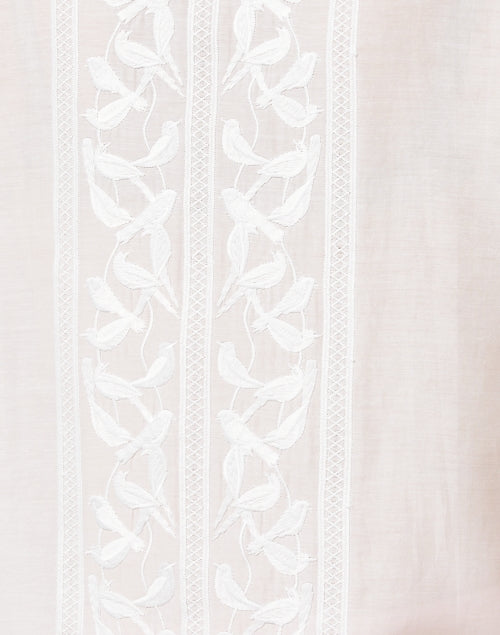 Exquisitely Embroidered Women's White Cotton-Silk Blend Blouse