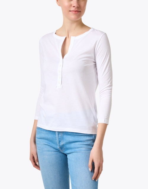 Elegant White Henley Style Women's Top for Daytime Wear