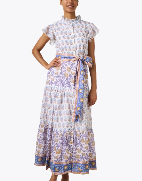 Stylish White Dress with Multiple Prints