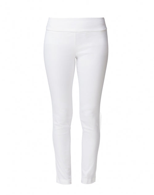 Elastic Waist White Stretchable Control Ankle Pants for Women