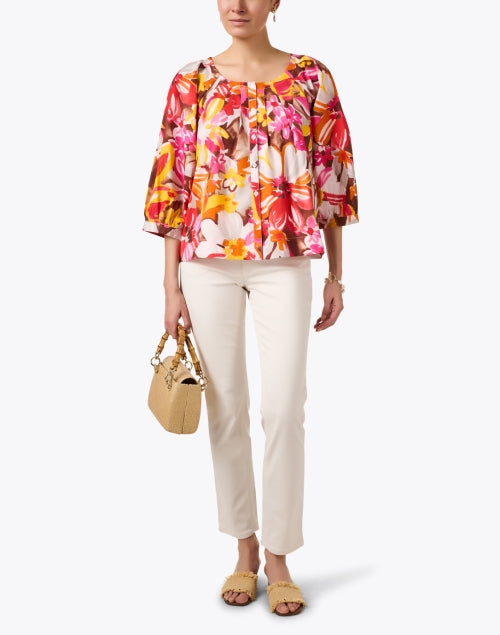 Zoe Relaxed Fit Multi Floral Print 100% Cotton Women's Top