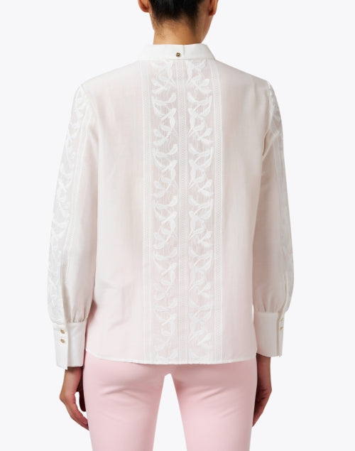 Exquisitely Embroidered Women's White Cotton-Silk Blend Blouse
