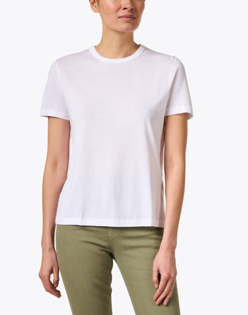 Majestic Filatures Lightweight Cotton Blend White Relaxed-Fit Tee
