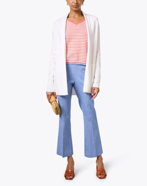 Luxurious White Cotton Cashmere Blend Travel Coat for Effortless Trips