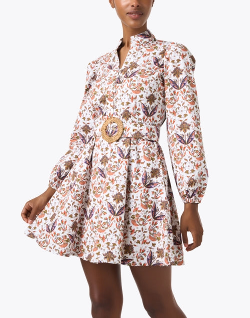 Stylish White Dress with Multiple Prints