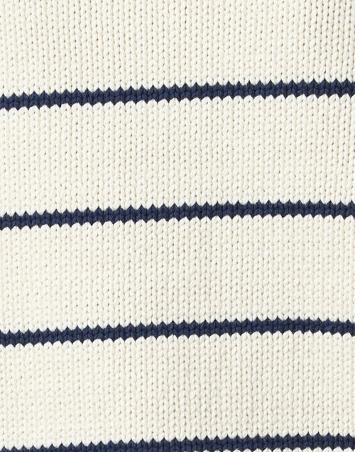Navy and White Striped Cotton Blend Casual Sweater for Polished Looks