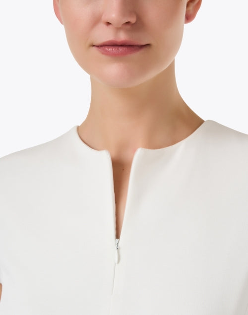 Stylish White Emporio Armani Fit-and-Flare Zip-up Midi Dress