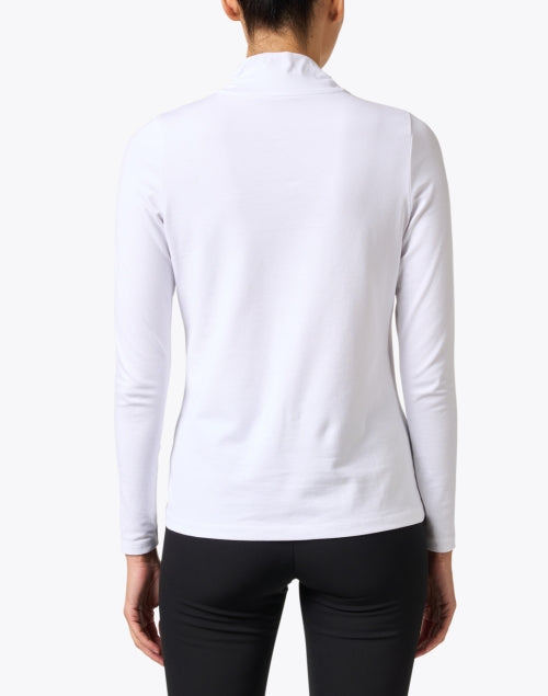 Elegant White Pima Cotton Long Sleeve Mock Neck Top