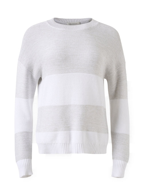 Everyday White Lurex Striped Knit Sweater for Your Collection