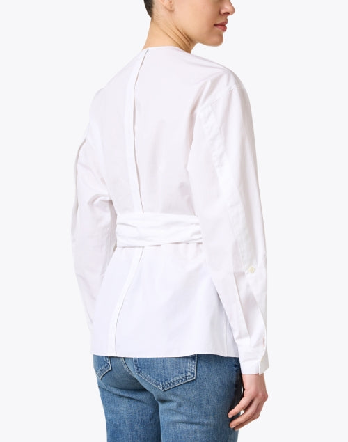 Elegant White Cotton Wrap Style Blouse for Women