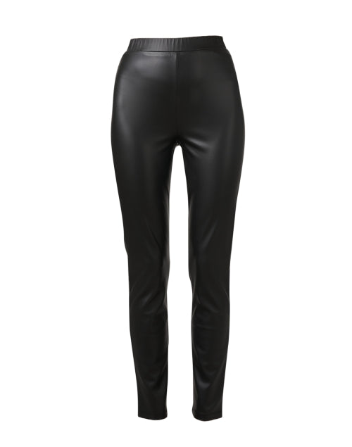 Stylish Zefir Black Faux Leather Casual Tapered Leg Pants