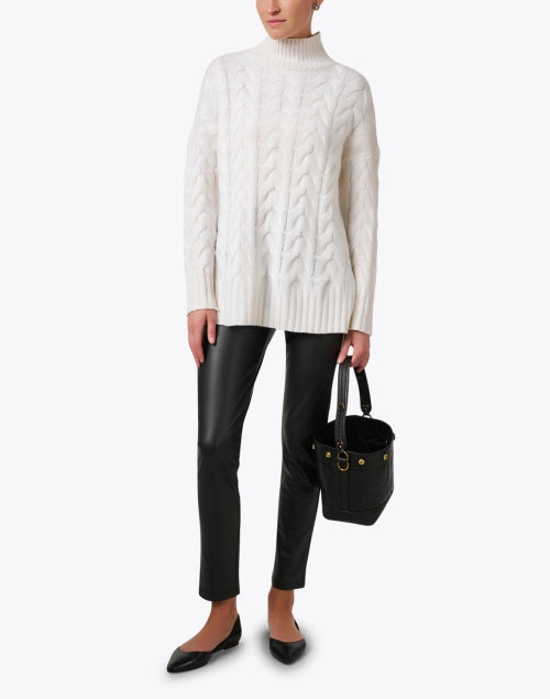 Stylish Zefir Black Faux Leather Casual Tapered Leg Pants