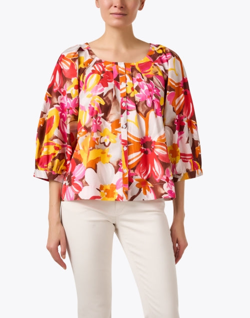 Zoe Relaxed Fit Multi Floral Print 100% Cotton Women's Top