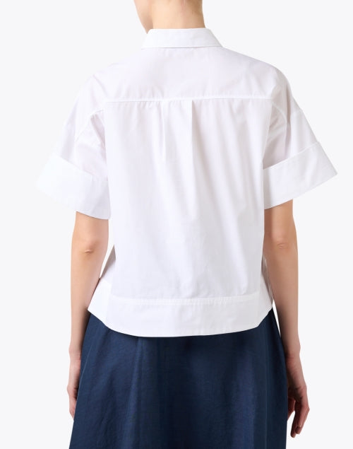 Oversized White Cotton Top with Floral Embroidery