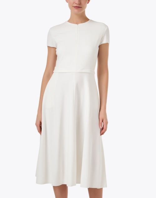 Stylish White Emporio Armani Fit-and-Flare Zip-up Midi Dress