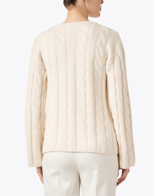 Stylish Women's White Double Breasted Wool and Cashmere Blend Cardigan