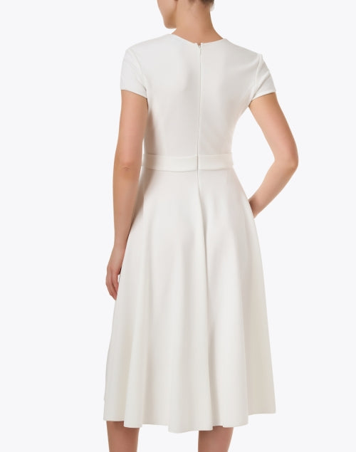 Stylish White Emporio Armani Fit-and-Flare Zip-up Midi Dress