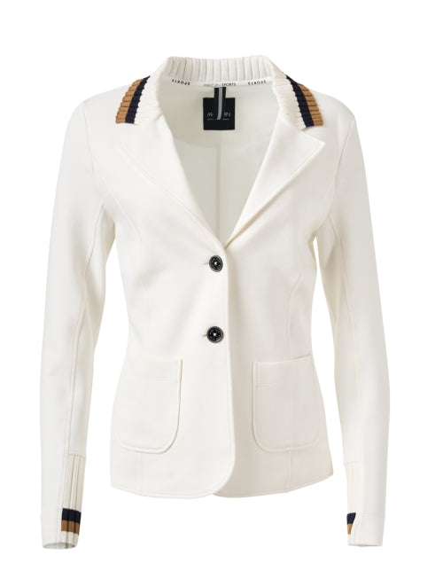 Stylish White Knit - Collared Blazer for Versatile Looks