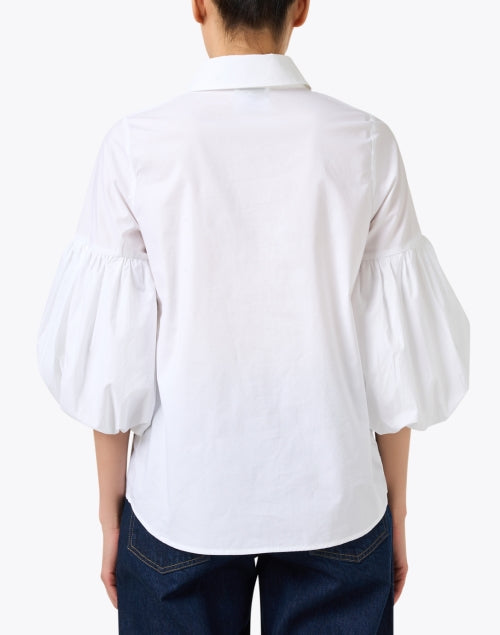 Elegant White Cotton Lantern - Sleeved Blouse