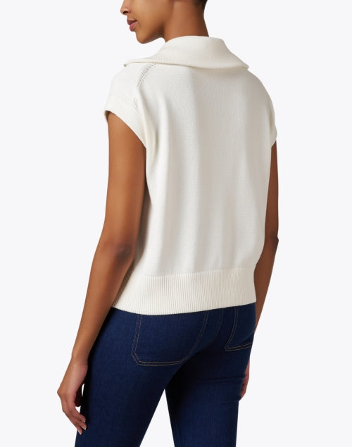 Stylish White Zip-up Sweater Made of Cotton-Silk Blend
