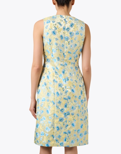 Stylish Yellow and Blue Floral Print Sheath Dress