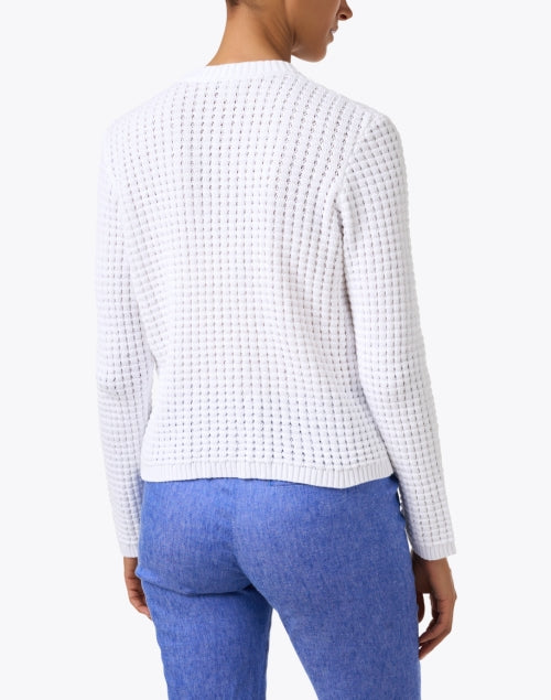 New Season 100% White Cotton Textured Knit Cardigan
