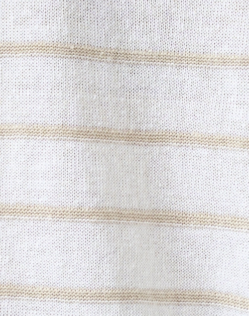 Stylish White and Beige Striped Men's and Women's Linen Sweater for Transitional Seasons