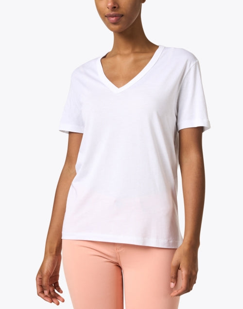 Soft and Lightweight White Cotton V-Neck Women's Top for Casual Outings