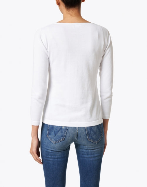 Soft White Pima Cotton Boatneck Semi - Relaxed Sweater