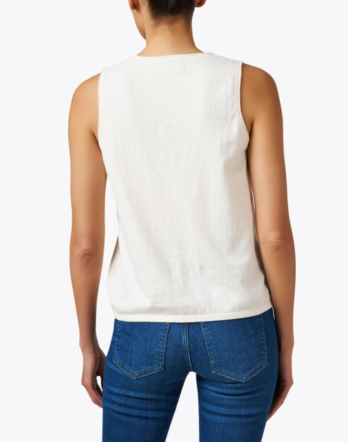 Lightweight White Cotton - Cashmere Blend Sleeveless Tank for Layering