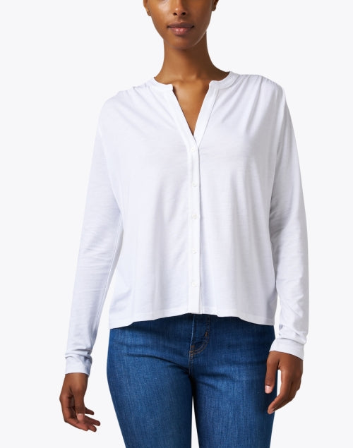 Stylish Women's White Split Neck Casual Top