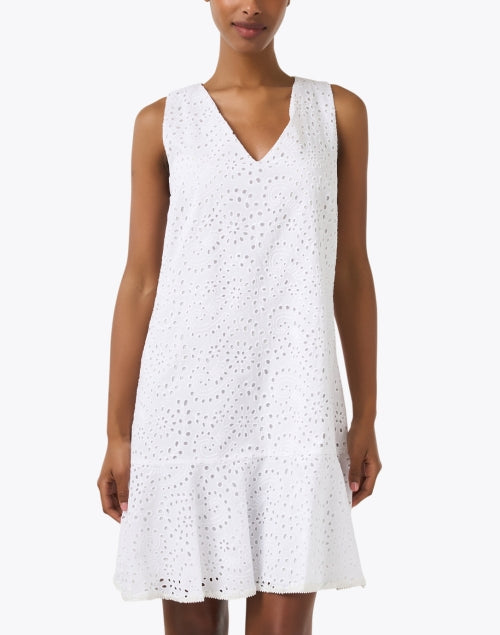 Effortless Kobi Halperin Sleeveless White Eyelet Dress for Warm Weather