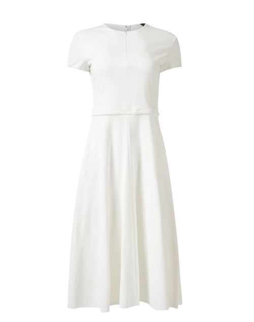 Stylish White Emporio Armani Fit-and-Flare Zip-up Midi Dress