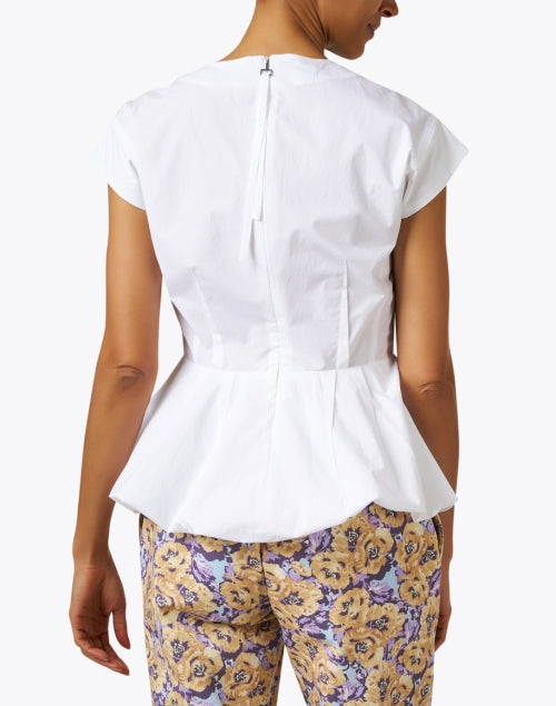 Elegant Crisp White Cotton Poplin Peplum Ruffled Top