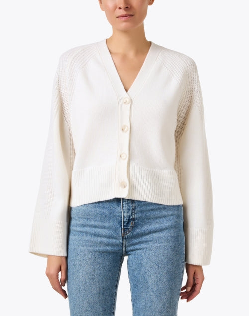 Stylish All - Season White Wool and Cashmere Blend Cardigan for Women's Fashion