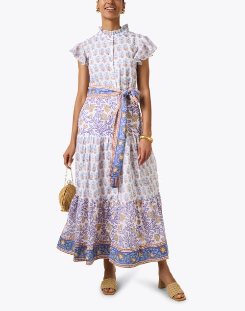 Stylish White Dress with Multiple Prints