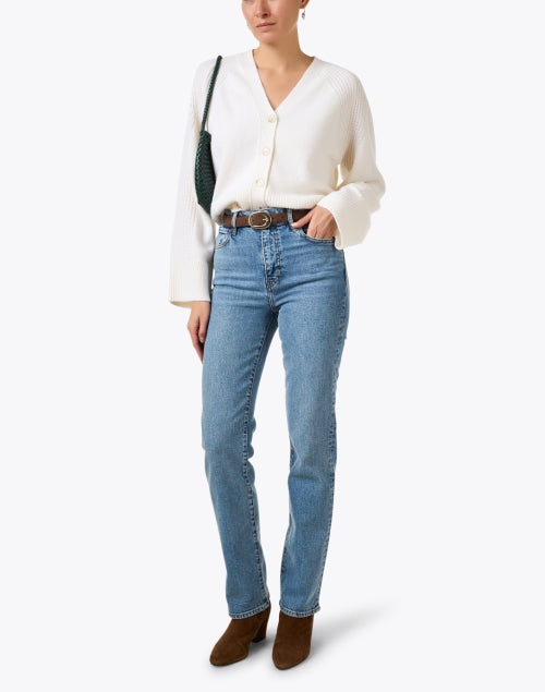 Stylish All - Season White Wool and Cashmere Blend Cardigan for Women's Fashion