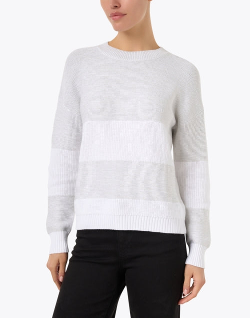 Everyday White Lurex Striped Knit Sweater for Your Collection
