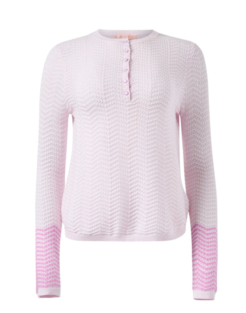 Charming Pink Wisteria Cotton Cashmere Henley Style Women's Sweater