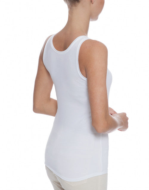 Stretchy White Viscose Sleeveless Tank Top for Layering
