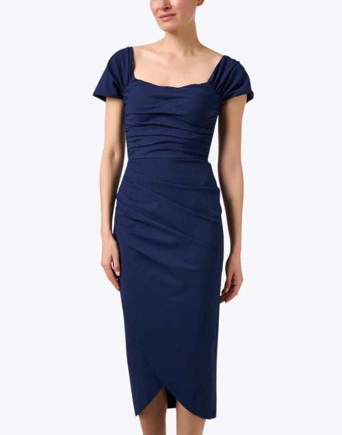 Stylish Navy Ruched Yuda Dress for Sophisticated Looks