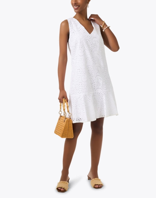 Effortless Kobi Halperin Sleeveless White Eyelet Dress for Warm Weather