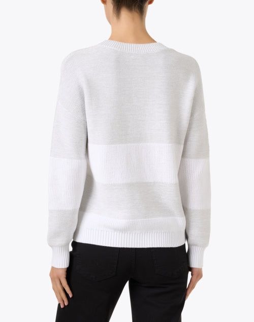 Everyday White Lurex Striped Knit Sweater for Your Collection
